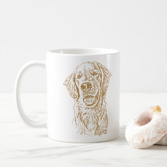Mug Dessin à main personnalisé pour chien d'or (Avec donut)