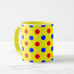 Mug Dessin à points jaunes rouges et bleus