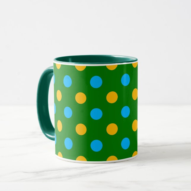 Mug Dessin à points noirs et jaunes verts  (Devant gauche)