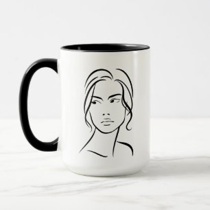 Mug Dessin à visage féminin d'une ligne 4