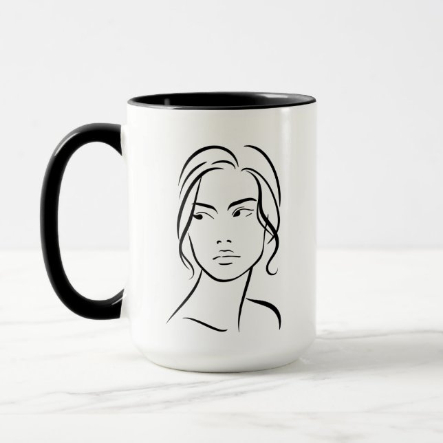 Mug Dessin à visage féminin d'une ligne 4 (Gauche)