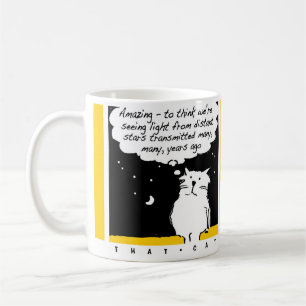 Mug Dessin amusant de Cat Looking at the Stars