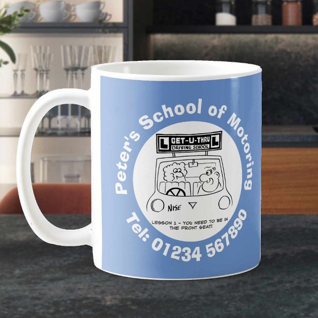 Mug Dessin amusant de l'école de conduite avec numéro  (Créateur téléchargé)