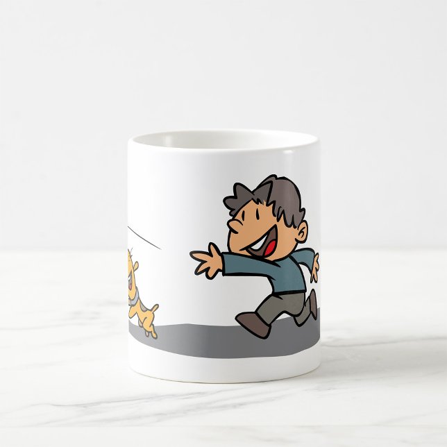 Mug Dessin amusant garçon et chien Jouer aller cherche (Créateur téléchargé)