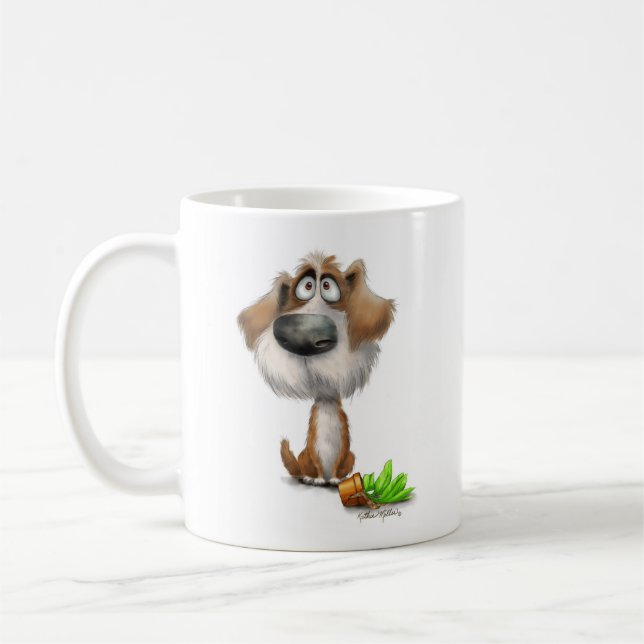 Mug Dessin animé adorable de chien hirsute coupable (Gauche)