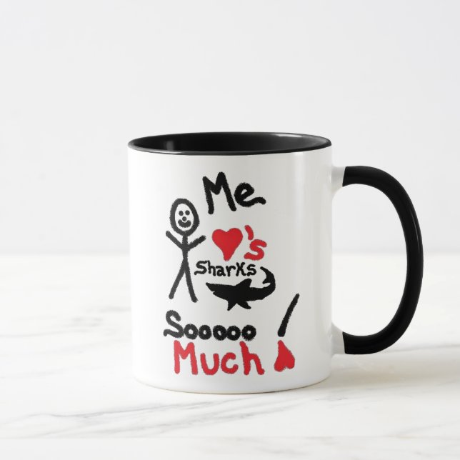 Mug Dessin animé amateur de requins (Droite)