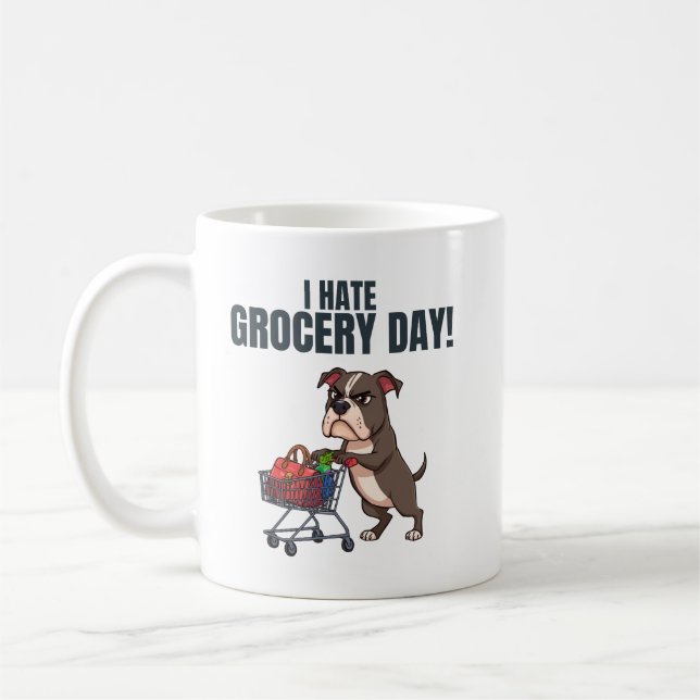 Mug Dessin animé amusant d'un Pitbull faisant des cour (Gauche)