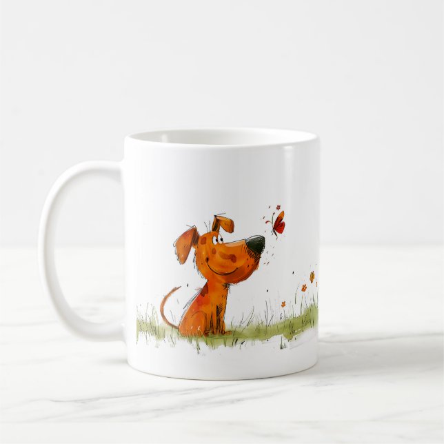 Mug Dessin Animé Chien et Papillon (Gauche)