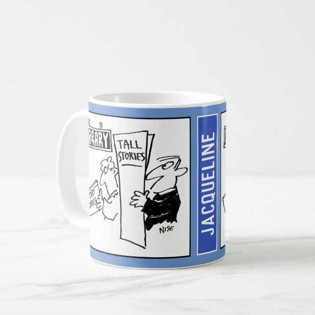 Mug Dessin animé de 2 hommes dans une bibliothèque en  (Devant gauche)