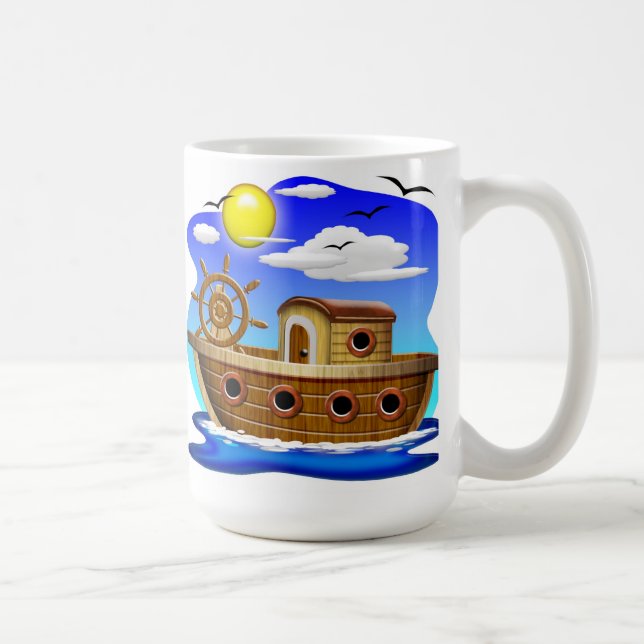 Mug Dessin animé de bateau de pêche (Droite)