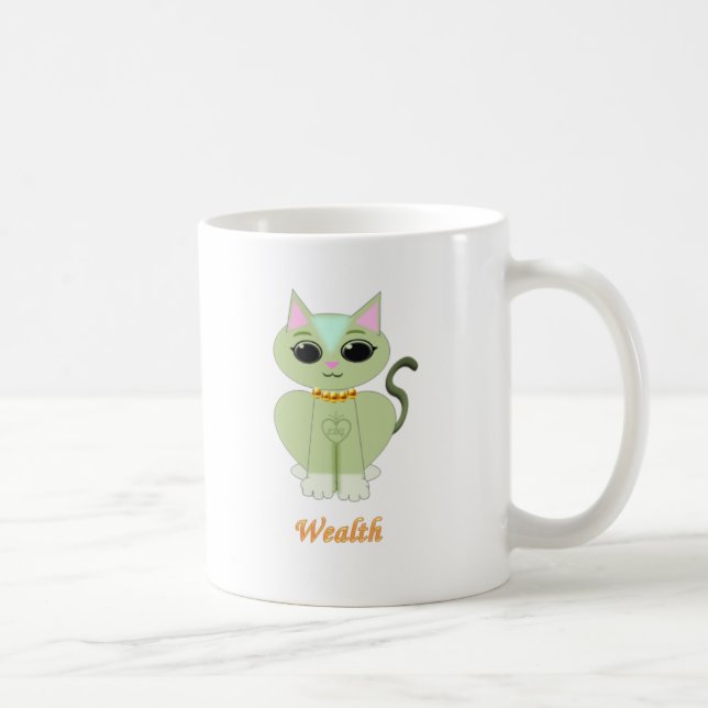 Mug Dessin animé de chat mignon vert (Droite)