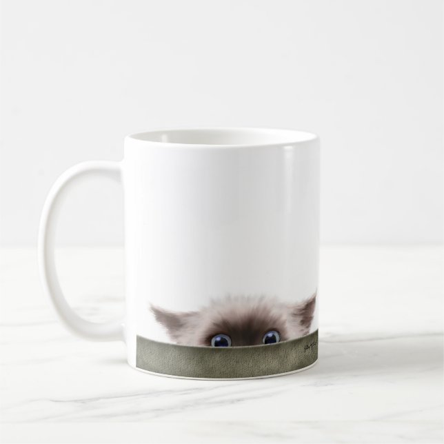 Mug Dessin animé de chaton siamois vous traquant (Gauche)