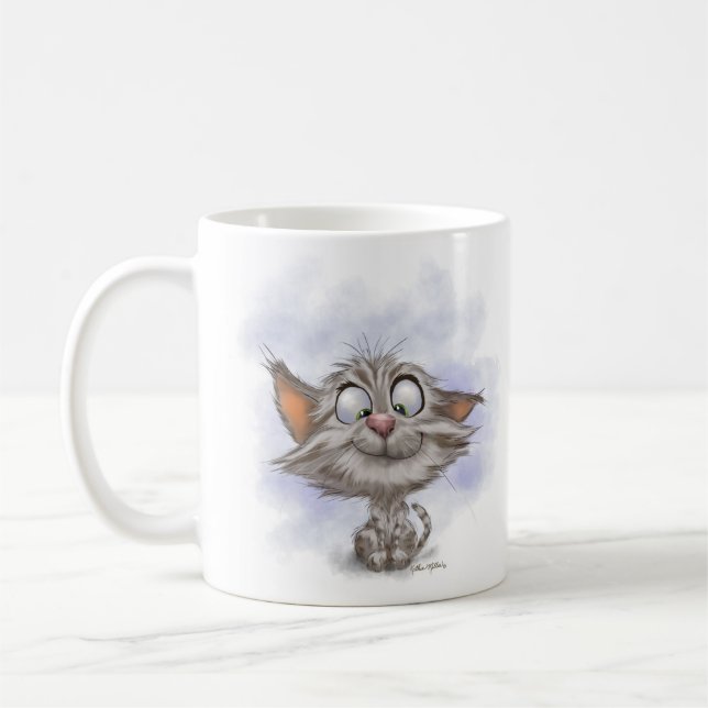 Mug Dessin animé de chaton tabby amusant (Gauche)