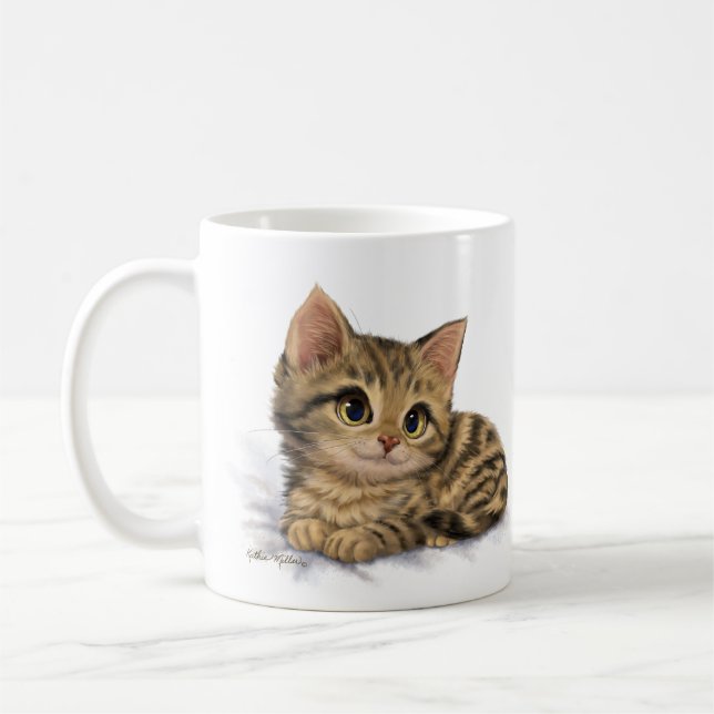 Mug Dessin animé de chaton tabby mignon (Gauche)
