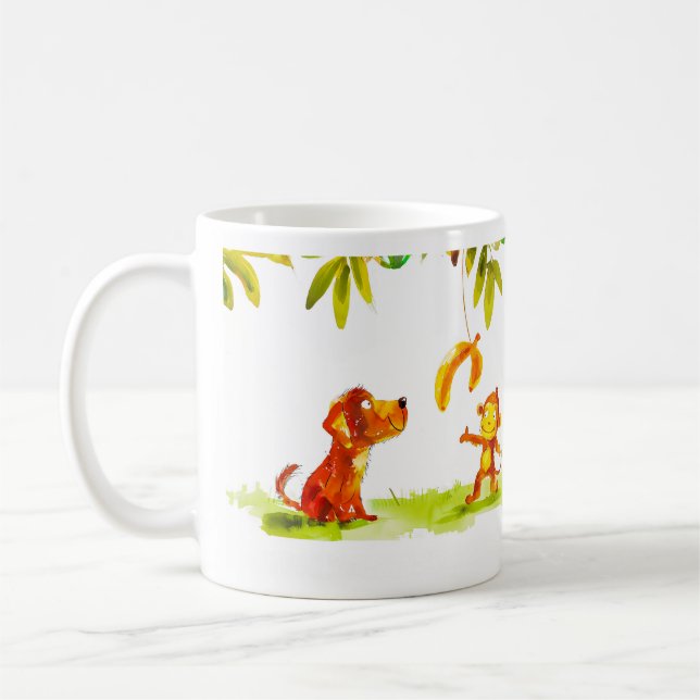 Mug Dessin animé de chien et de singe (Gauche)