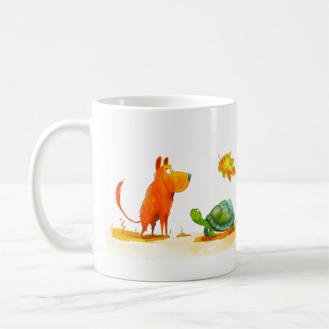 Mug Dessin animé de chien et de tortue (Gauche)