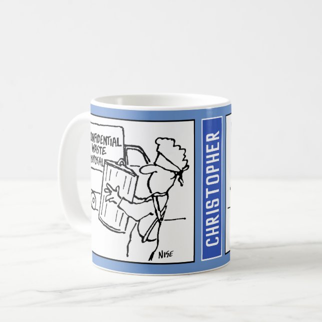 Mug Dessin animé de destruction de déchets confidentie (Devant gauche)