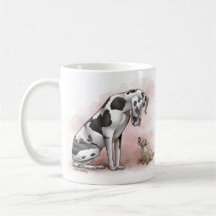 Mug Dessin animé de Dogue Allemand et Terrier Écossais