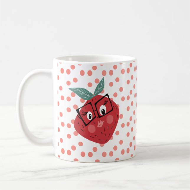 Mug Dessin animé de fraise mignon dessiné à la main    (Gauche)