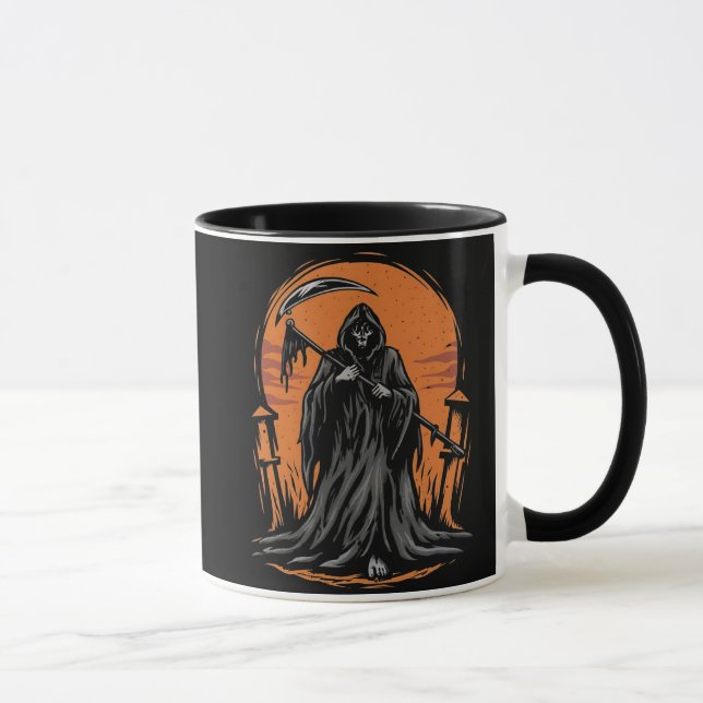 Mug Dessin animé de la Faucheuse dans un cimetière au  (Droite)