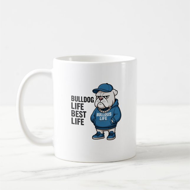 Mug Dessin animé de la vie cool de bouledogue anglais (Gauche)