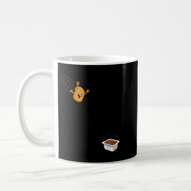 Mug Dessin animé de nugget de poulet volant drôle de p (Gauche)