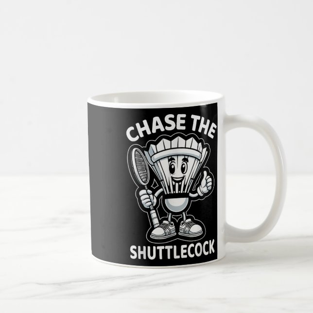 Mug Dessin animé de volant et de raquette de badminton (Droite)