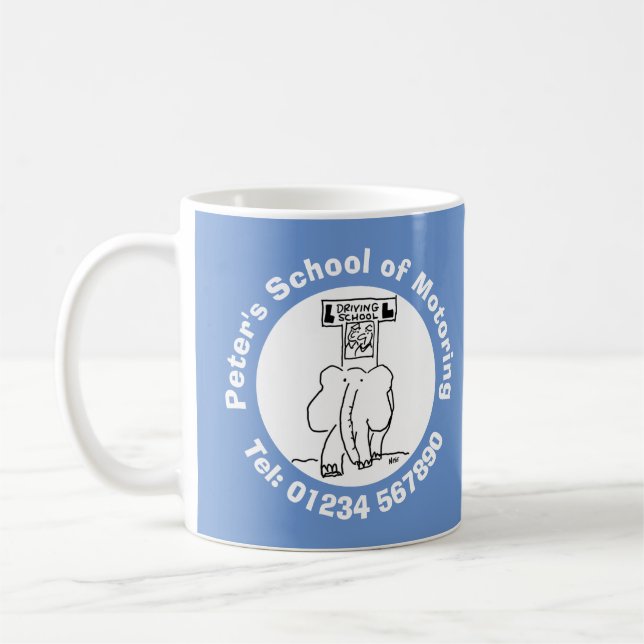 Mug Dessin animé d'école de conduite avec éléphant. (Gauche)