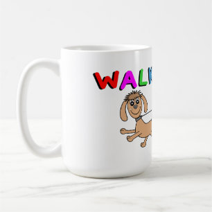 Mug Dessin animé d'un homme promenant son chien sur un