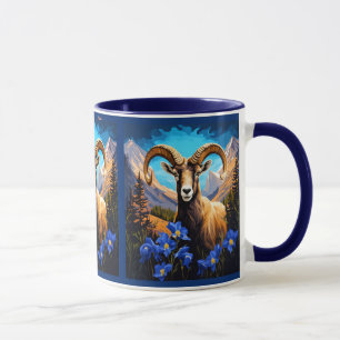 Mug Dessin animé d'un mouton bighorn du Colorado Blue
