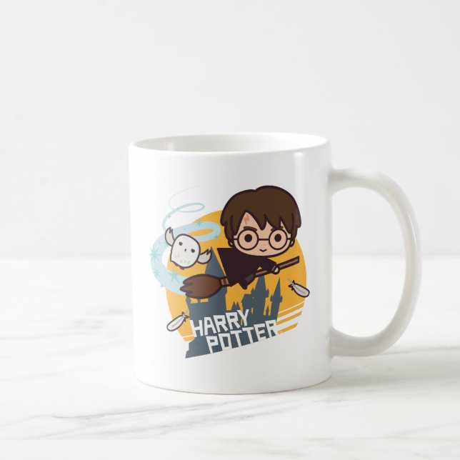 Mug Dessin animé Harry et Hedwig volant au-delà de Pou (Droite)