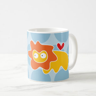 Mug Dessin animé mignon lion jaune points bleus fun en