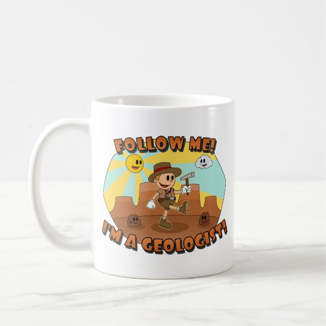 Mug Dessin Animé Rétro- Suivez-moi ! Je suis un géolog (Gauche)