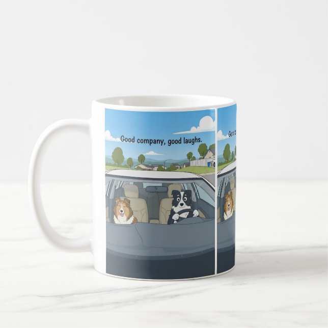 Mug Dessin animé sheltie border collie (Gauche)
