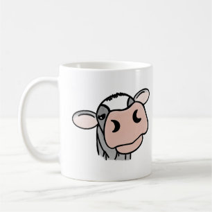 Mug dessin animé vache noir blanc rose baiser gris ani