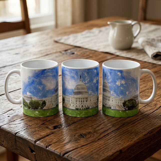 Mug Dessin au pastel du Capitole des États-Unis (Pastel Drawing of the United States Capitol. Coffee Mug)