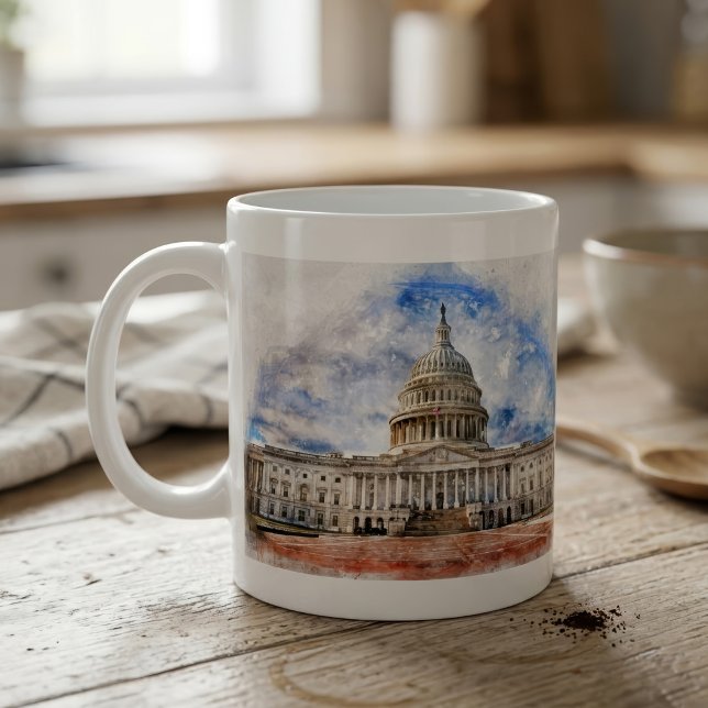 Mug Dessin au pastel du Capitole des États-Unis Washin (United States Capitol Pastel Drawing Washington DC. Coffee Mug)