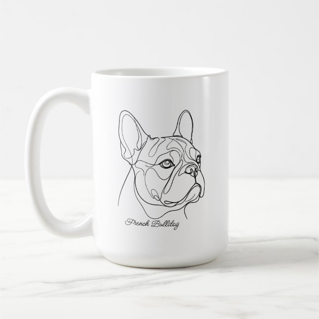 Mug Dessin au trait de Bouledogue français avec nom de (Gauche)
