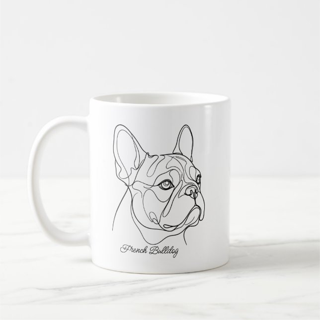 Mug Dessin au trait de Bouledogue français avec nom de (Gauche)
