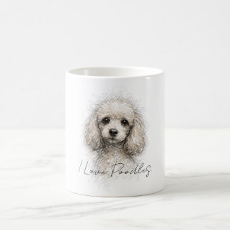 Mug Dessin au trait de caniche mignon, conception de t