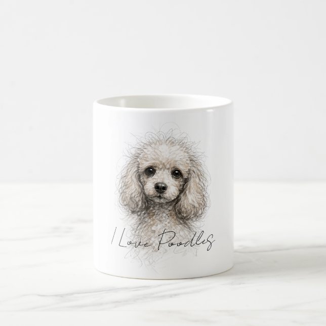 Mug Dessin au trait de caniche mignon, conception de t (Centre)