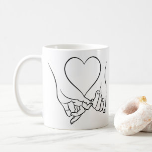 Mug Dessin au trait de cœur et promesse du petit doigt