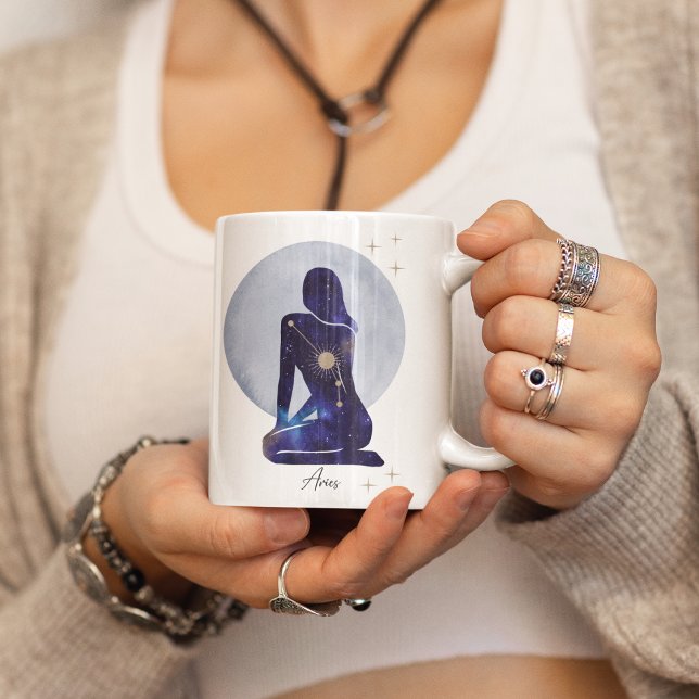 Mug Dessin bleu féminin du zodiaque Bélier (Créateur téléchargé)