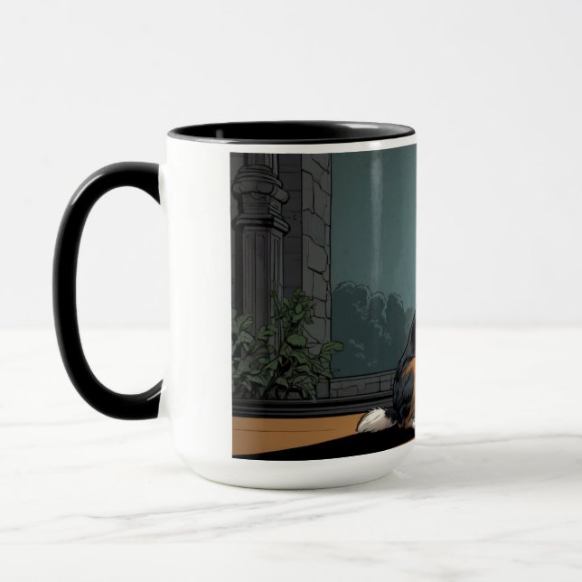 Mug Dessin chien berger australien dans une rue (Gauche)