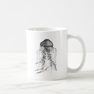 Mug Dessin crayon noir et blanc de méduse