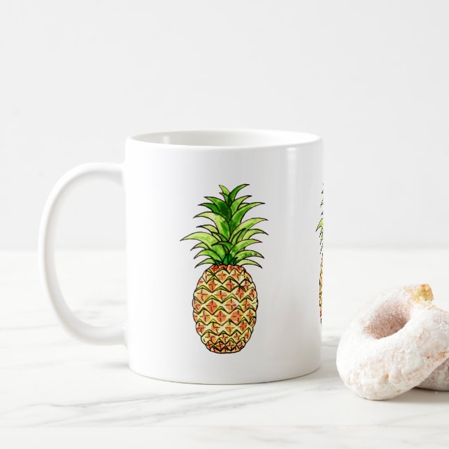 Mug dessin d'ananas aquarelle (Avec donut)