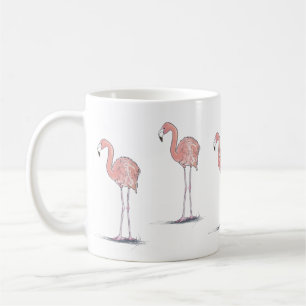 Mug Dessin d'aquarelle de Flamants roses roses