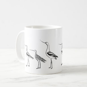 Mug Dessin d'art d'oiseaux en noir et blanc Personnali