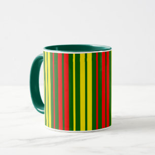 Mug Dessin de bandes verticales vert jaune rouge  