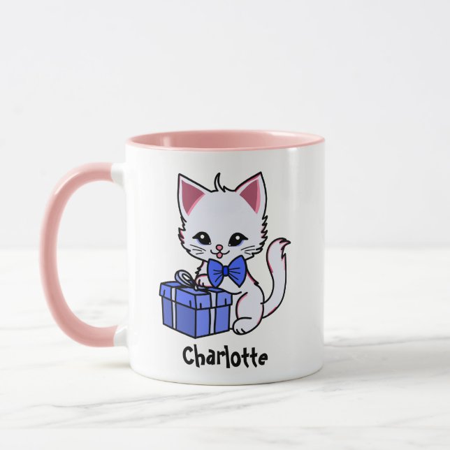 Mug Dessin de chaton mignon avec cadeau (Gauche)